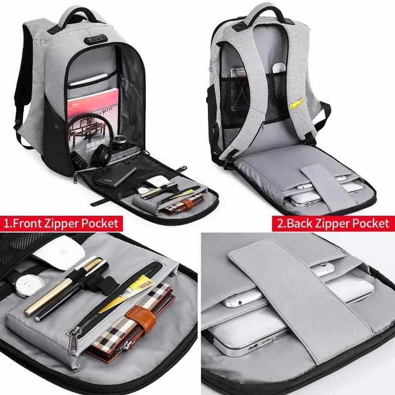 Fashion Functional 15.6 inch Laptop Backpack - Anti theft/Large Capacity/USB Recharging