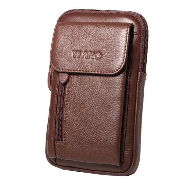 Genuine Leather 5.5-7 Cell Phone Bag Waist Crossbody For Men