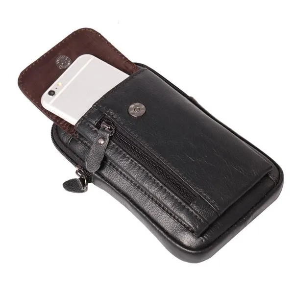 Genuine Leather 5.5-7 Cell Phone Bag Waist Crossbody For Men