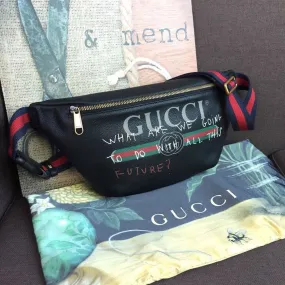 gg Print Waist Belt Bag Black For Women And Men 15in/39cm gg 530412