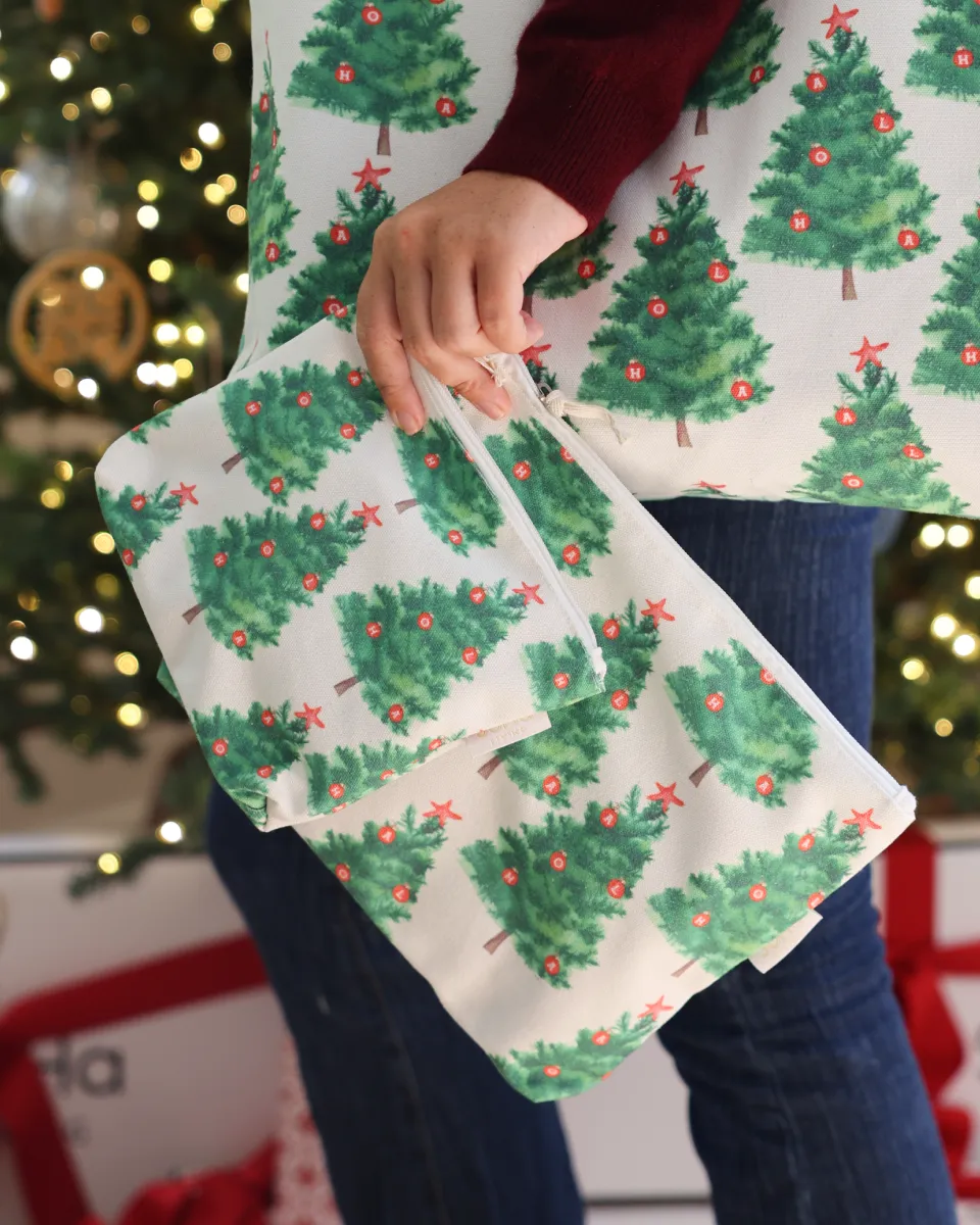 Green and Red Quilt Cosmetic Bag, Small