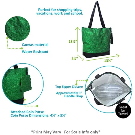 Green Glitter NGIL Canvas Tote Bag