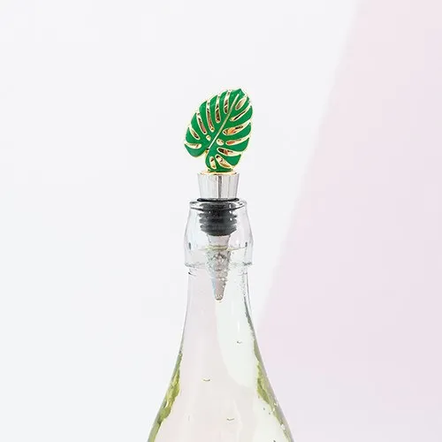 GREEN TROPICAL LEAF BOTTLE STOPPER