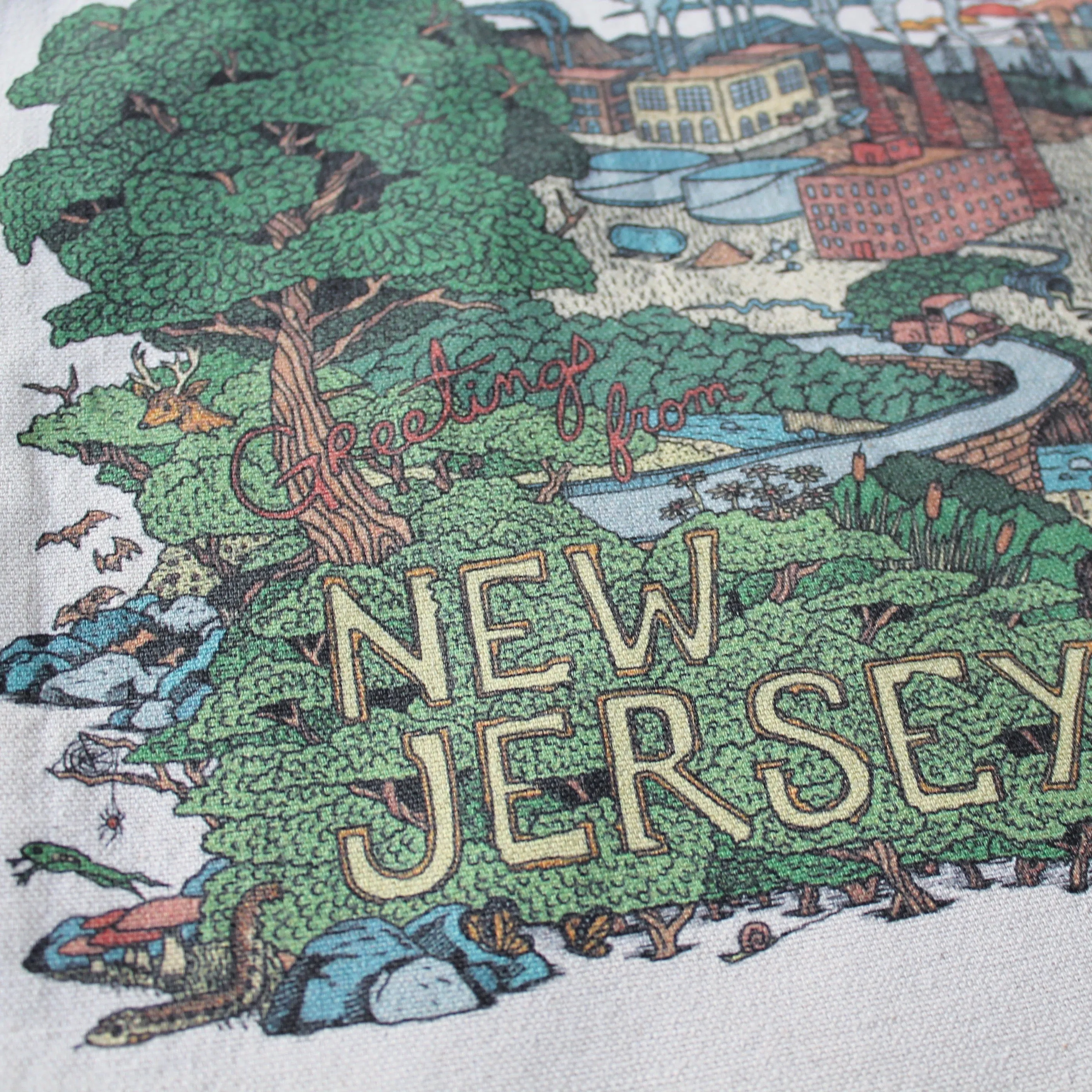 Greetings from New Jersey reusable canvas tote bag