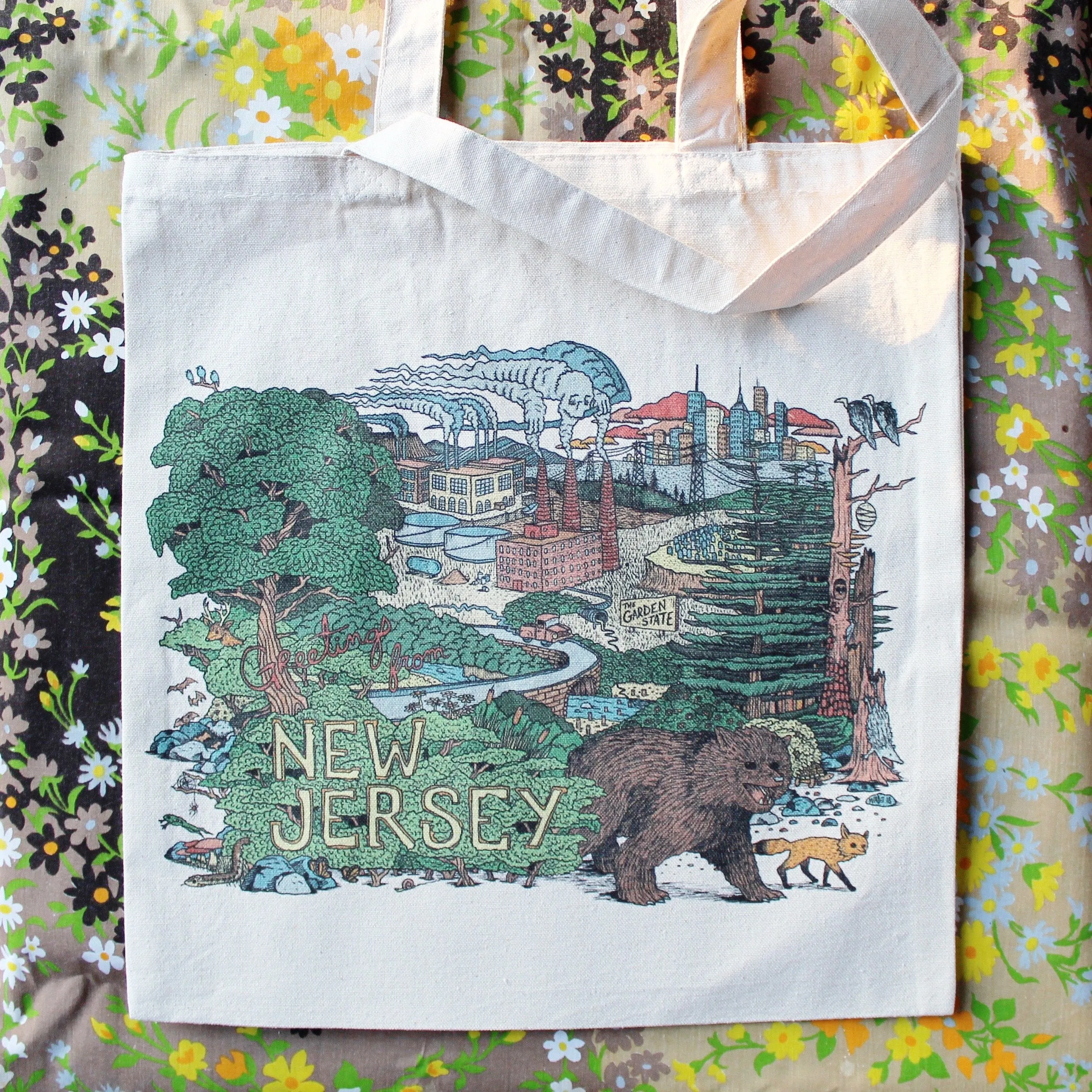 Greetings from New Jersey reusable canvas tote bag