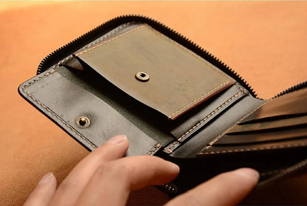 Handmade US Horween Shell Cordovan Leather Brown Short Wallet