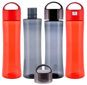 Heart Home Plastic Water Bottle- 1 Litre, Pack of 4 (Red & Grey)