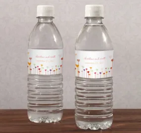 Hearts Wedding Water Bottle Labels