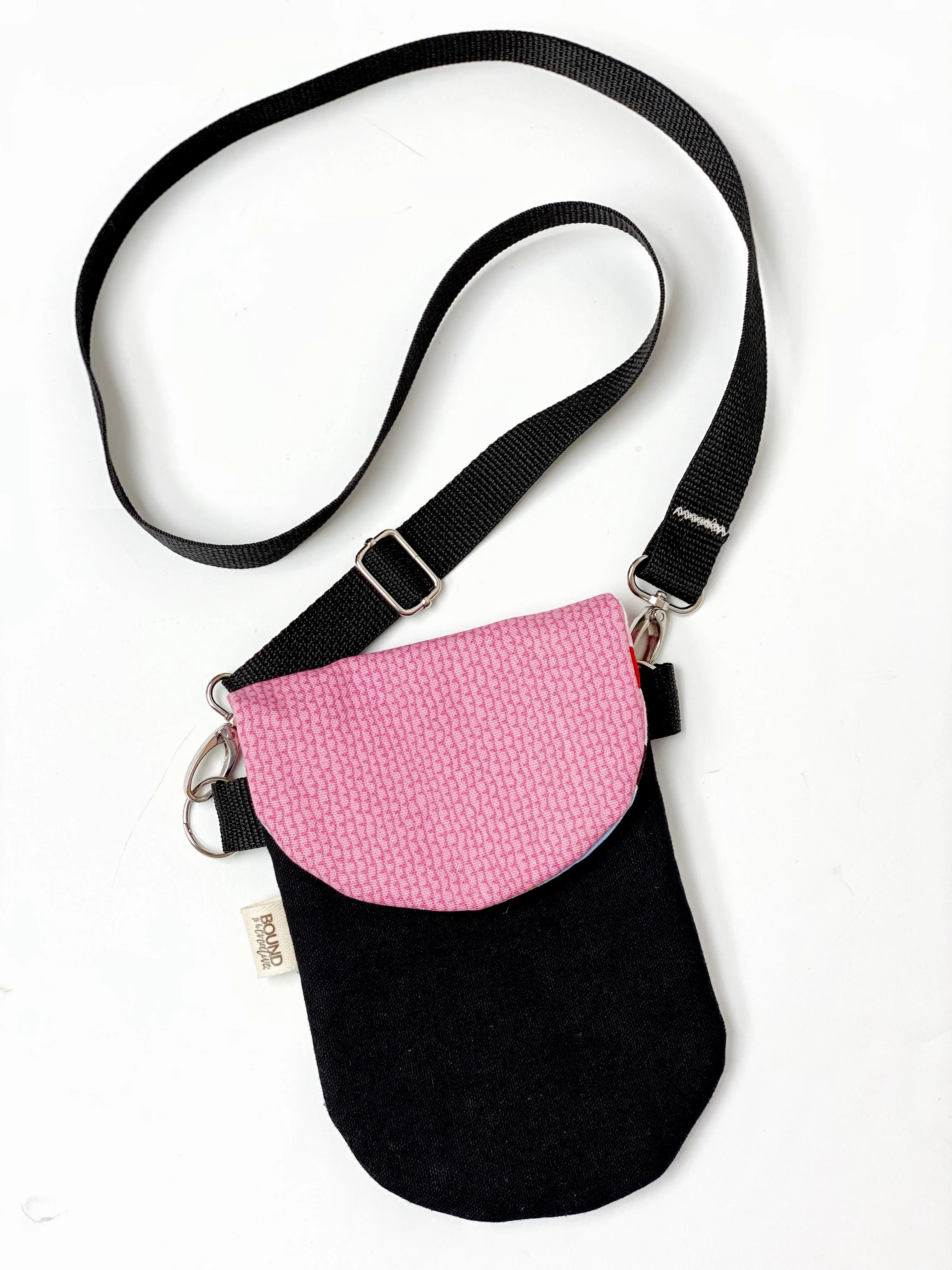 HIP Mini One of a Kind Small Hip Crossbody Bag, Bubble Gum and Black