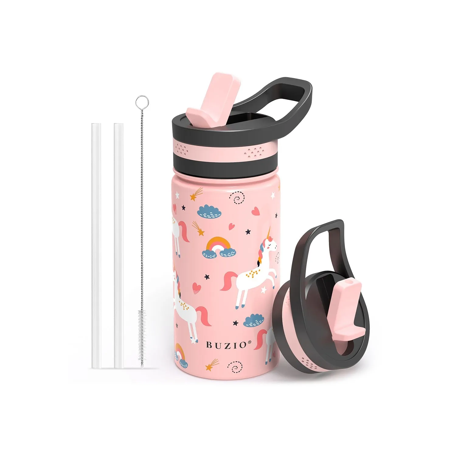 Insulated Water Bottle with Straw Lid For Kids | Unicorn | 14oz