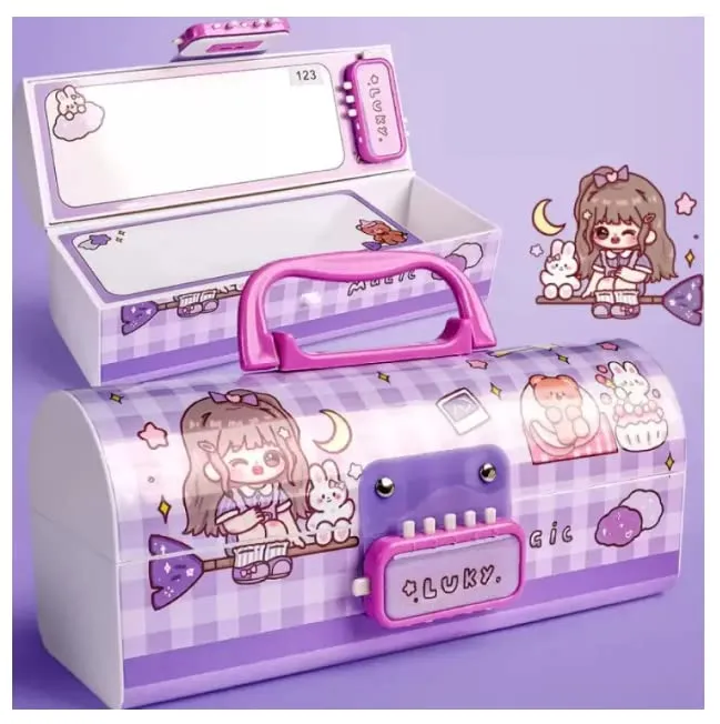 Kids Pen & Pencil Box-Suitcase Style Password Lock Pencil Case