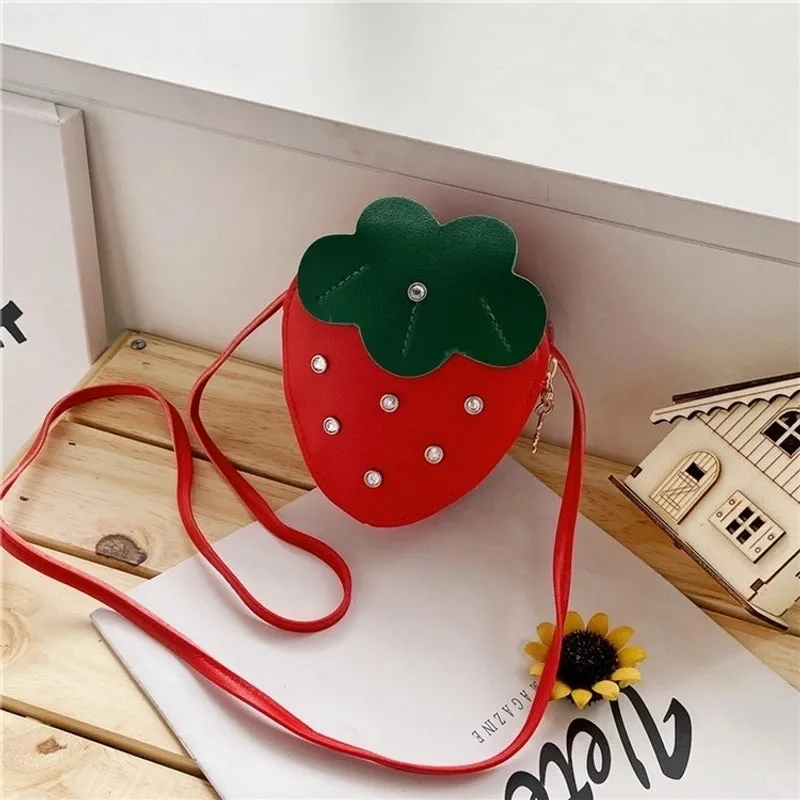 Kid's Small Pu Leather Fruit Cute Zipper Crossbody Bag