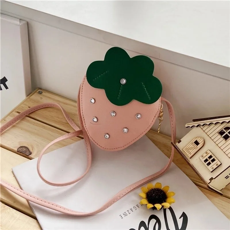 Kid's Small Pu Leather Fruit Cute Zipper Crossbody Bag