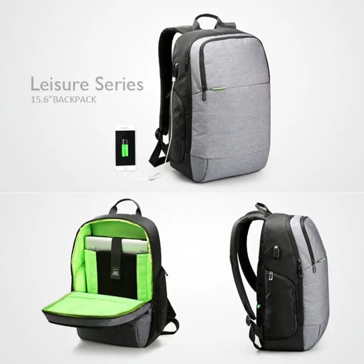 KINGSONS KS3143 Leisure Computer Bag USB Anti-Splashing Laptop Shoulder Anti-Theft Backpack(Gray)