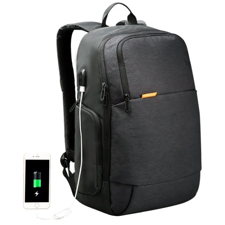 KINGSONS KS3143 Leisure Computer Bag USB Anti-Splashing Laptop Shoulder Anti-Theft Backpack(Gray)