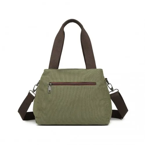 Kono EH2045 Canvas Cross Body Tote Bag - Green, Water-Repellent, Durable & Spacious