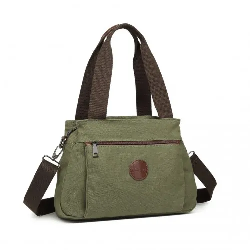 Kono EH2045 Canvas Cross Body Tote Bag - Green, Water-Repellent, Durable & Spacious