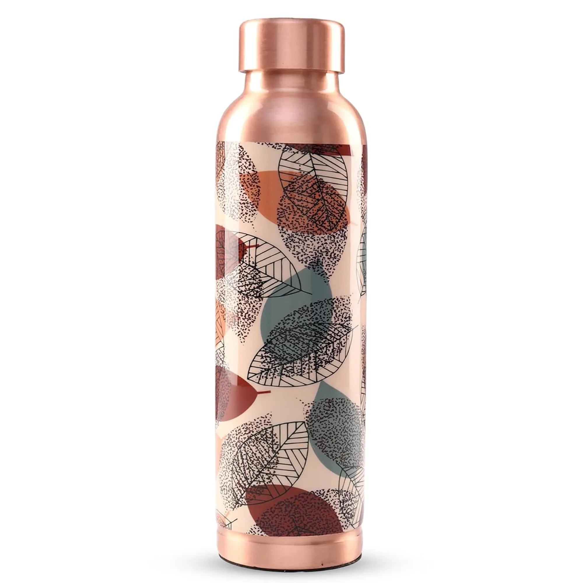 Kuber Industries Pack of 2 Copper Water Bottle - Leakproof & 950ml Non-Toxic Tamaba Bottle for Office/Gym/Yoga/College, Men & Women - Printed