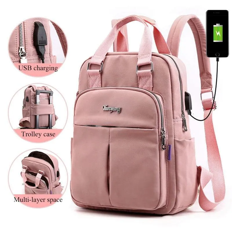 Laptop backpack for women 13.3inch waterproof USB charging backpack