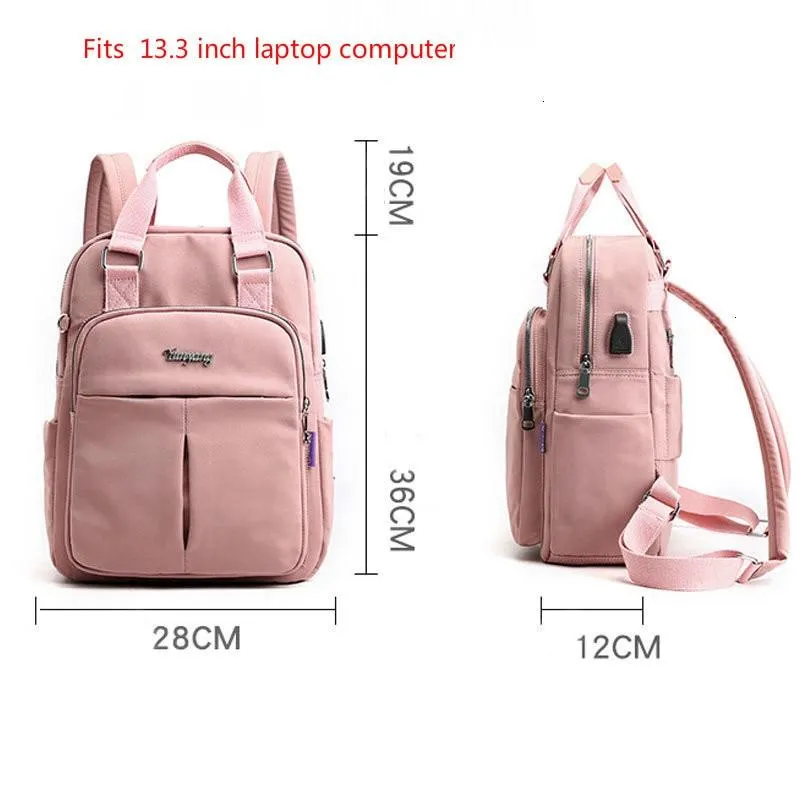 Laptop backpack for women 13.3inch waterproof USB charging backpack