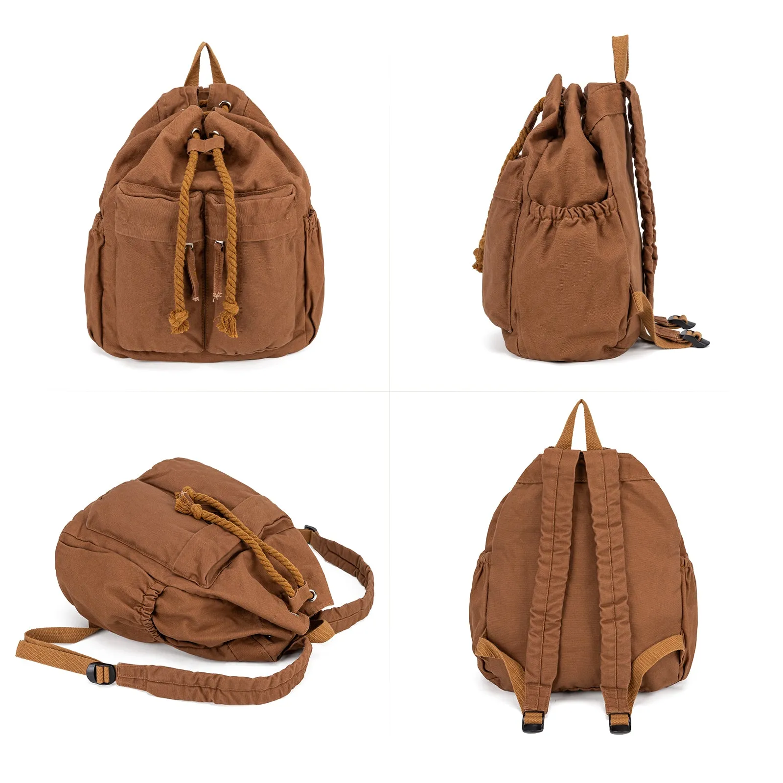 Large Vintage Canvas Drawstring Backpack