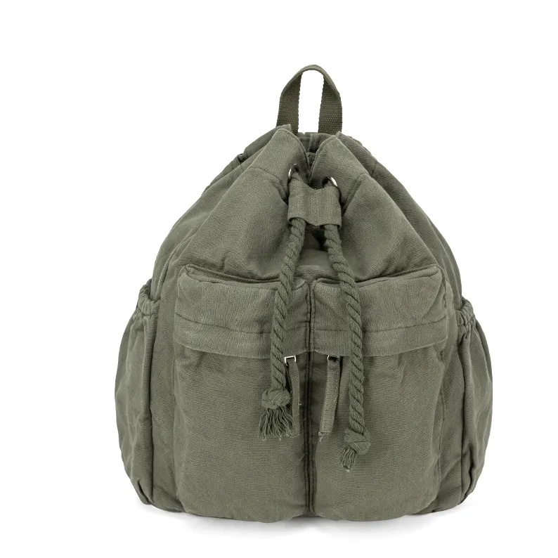 Large Vintage Canvas Drawstring Backpack