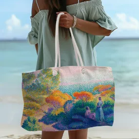 Large Weekender Bag - Two Women by the Shore - Fine Art