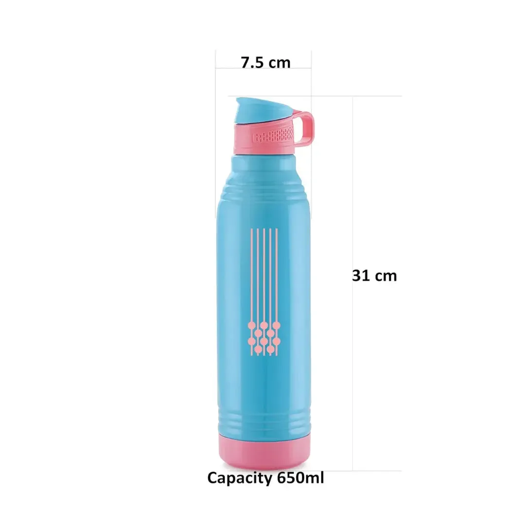 Liza Stainless Steel Smart Insulated Bottle - 650ml Blue: Perfect for Kids, Home, School