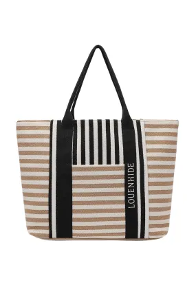 Louenhide Sorrento Canvas Beach Bag Taupe Black