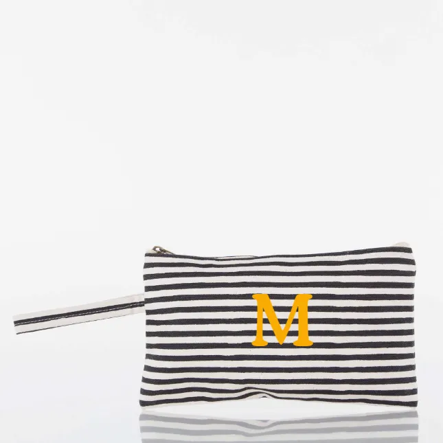 M Monogramed Canvas Clutch