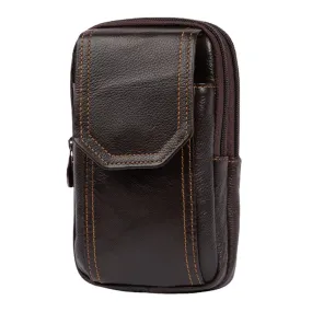 Men Genuine Leather Multifunction 6.5 Inch Phone Bag Retro Large Capacity Cigaret Case Pocket Belt Waist