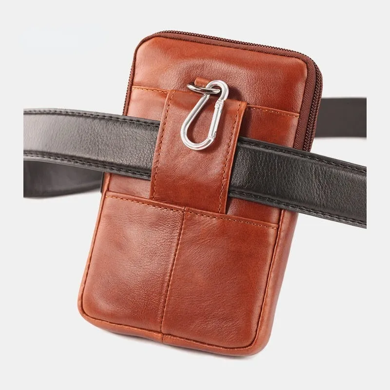 Men Genuine Leather Vintage Waist Bag Belt Phone