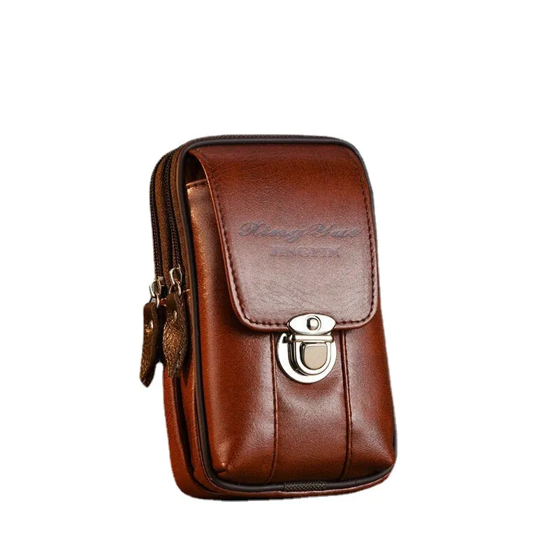 Men PU Leather Multifunction Casual 6.3 Inch Phone Bag Waist Sling