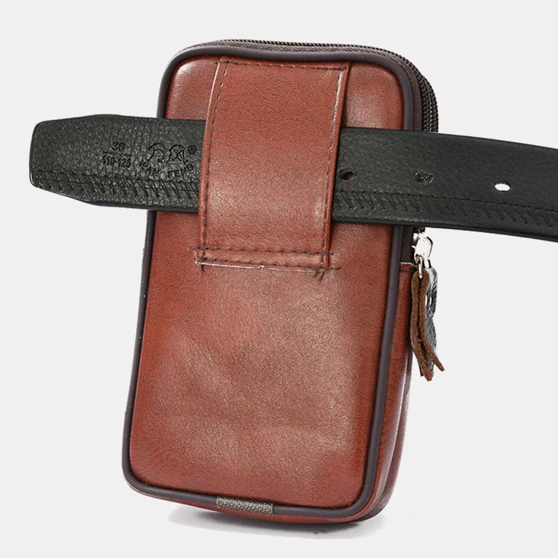 Men PU Leather Multifunction Casual 6.3 Inch Phone Bag Waist Sling