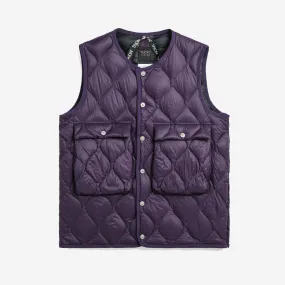 Military Crew Pocket Soft Shell Down Vest - Dark Purple