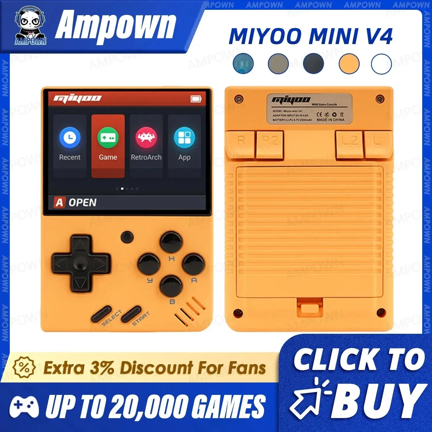 MIYOO MINI V4 Handheld Game Console Linux System 2.8'' IPS Screen