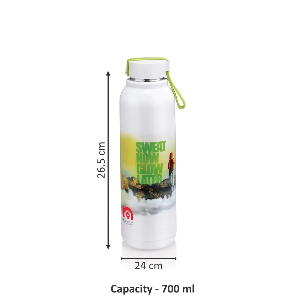 NanoNine Uni Steel 700ml (Sweat Now Glow Later Green) Double Wall Insulated Stainless Steel Bottle.