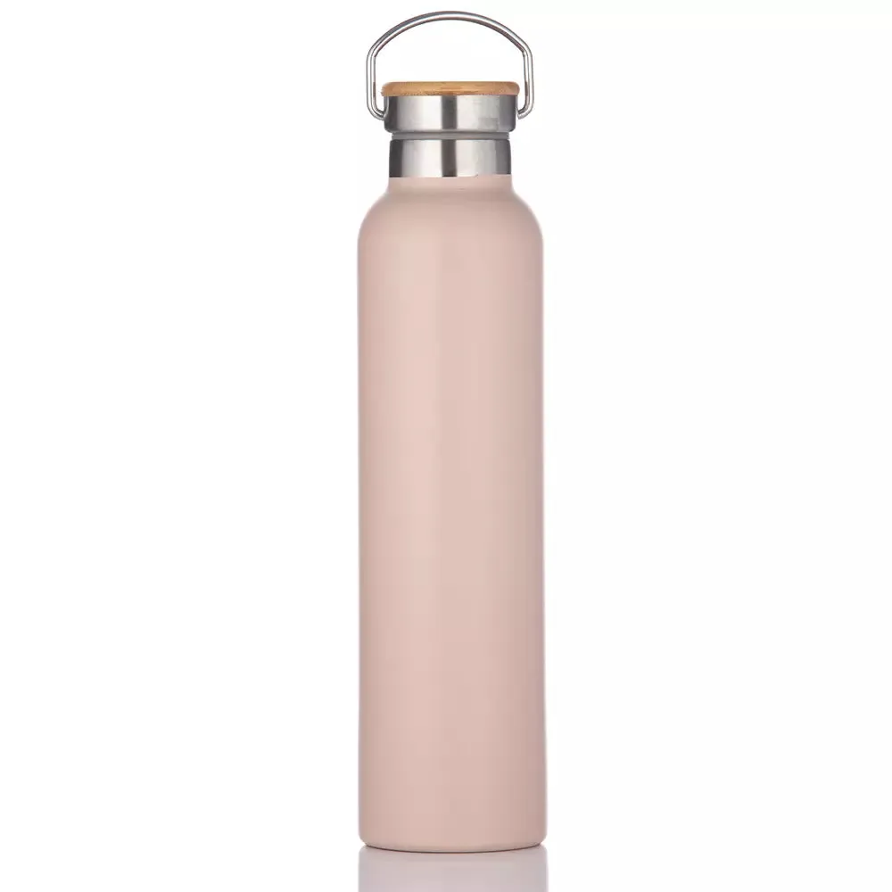 Natural Life Bottle with Bamboo Lid 750ml Pink Clay