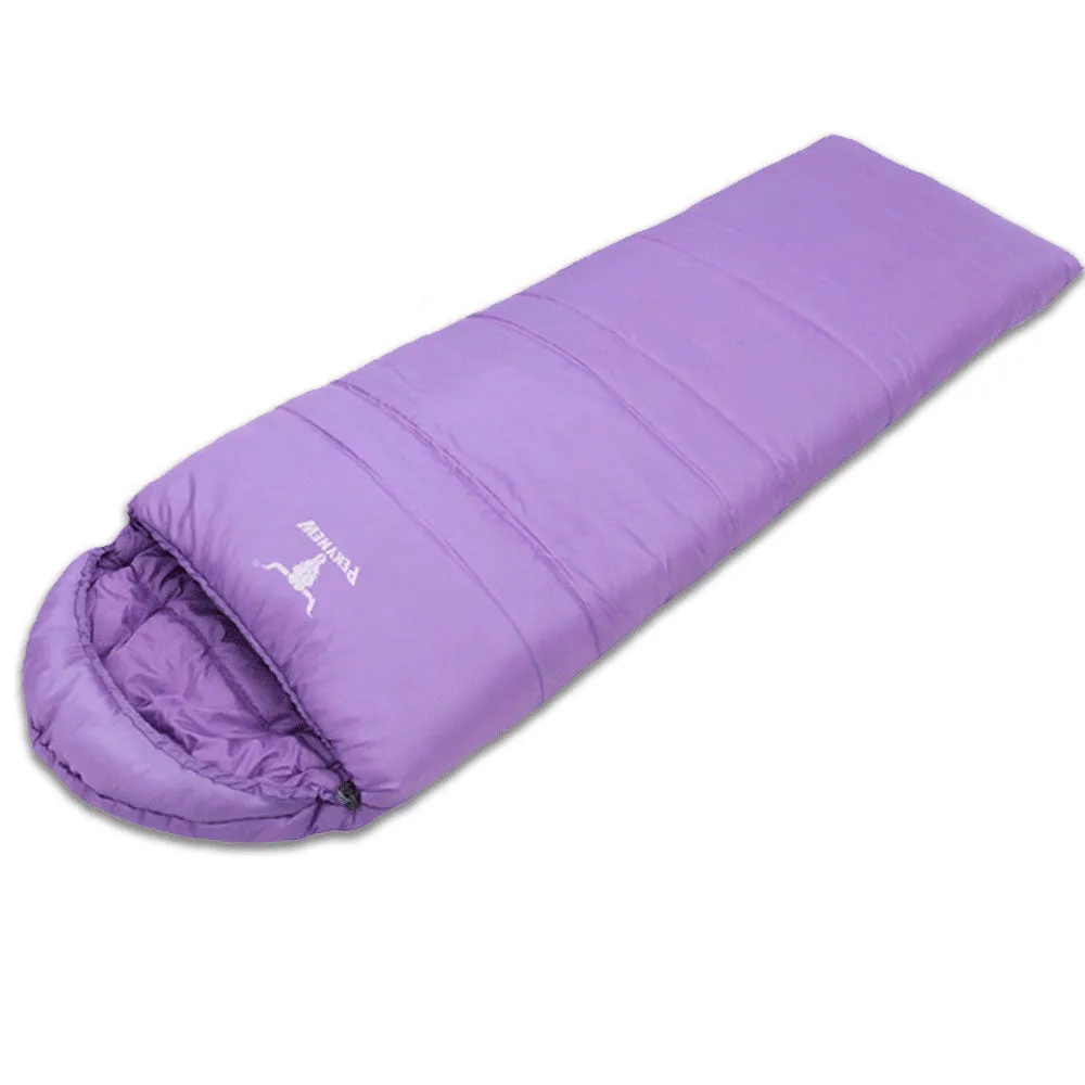 Outdoor Camping Envelope Sleeping Bag Thermal Tent Hiking Winter Single -10°C - purple