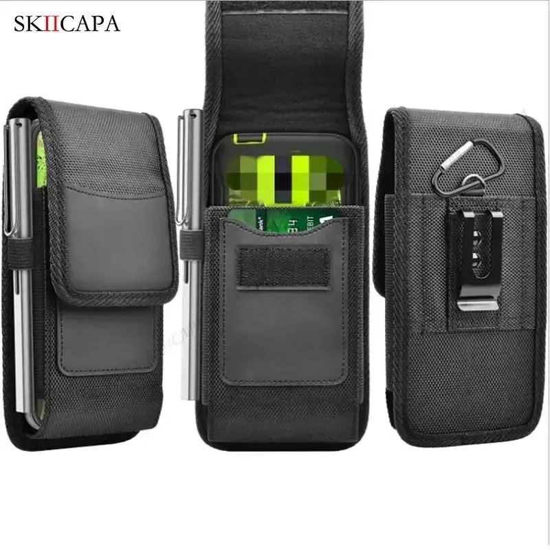 Oxford Cloth Leather Waist Bag Pouch with Belt Clip for Samsung Galaxy S24 Ultra Plus and A-Series Models