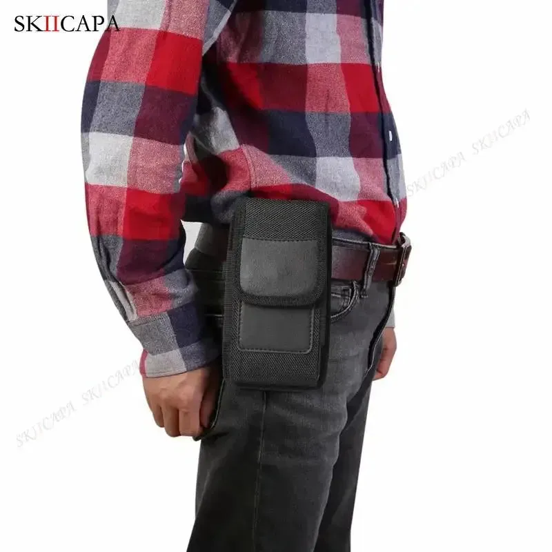 Oxford Cloth Leather Waist Bag Pouch with Belt Clip for Samsung Galaxy S24 Ultra Plus and A-Series Models