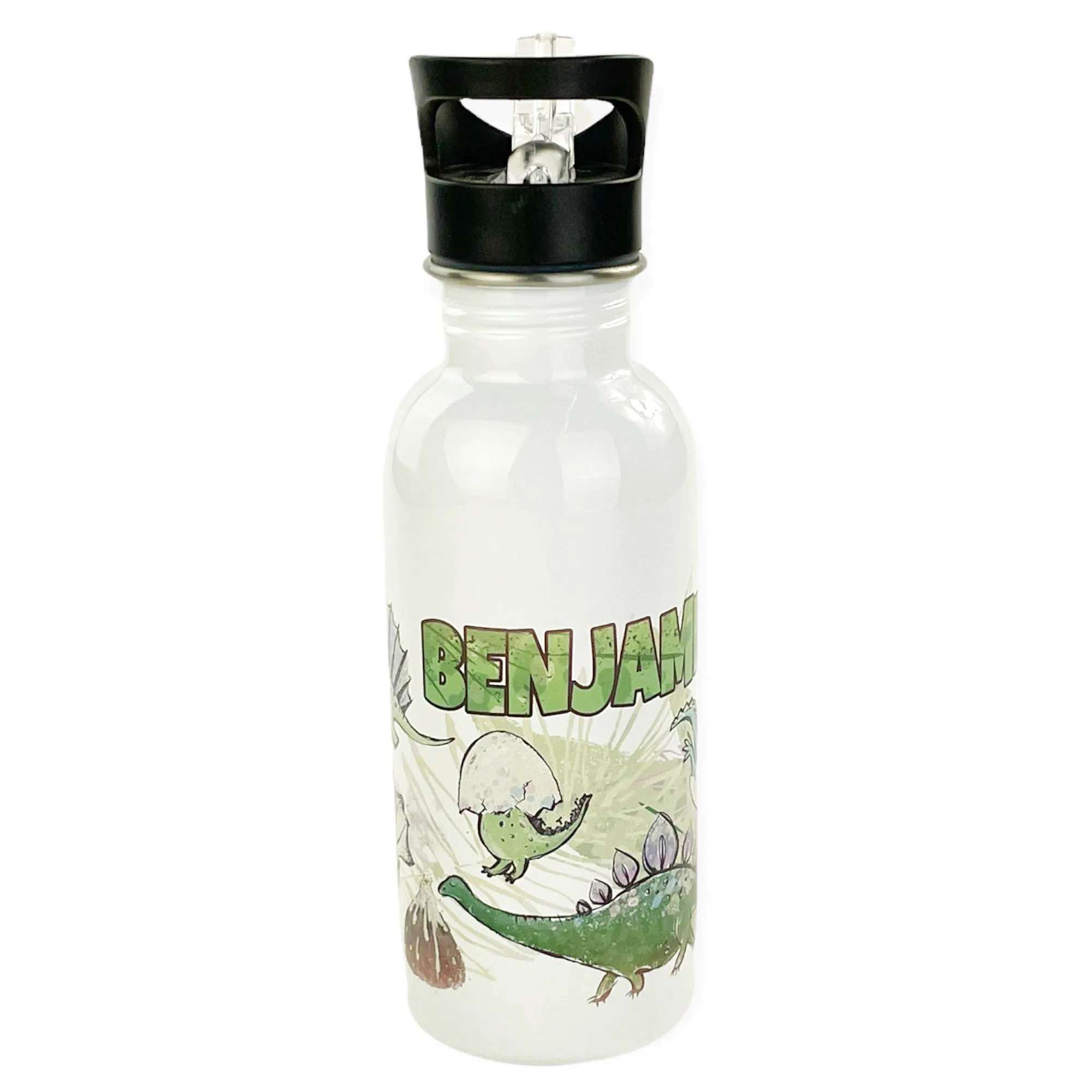 Personalized 20oz Stainless Steel Water Bottle with Straw - Dino Pals