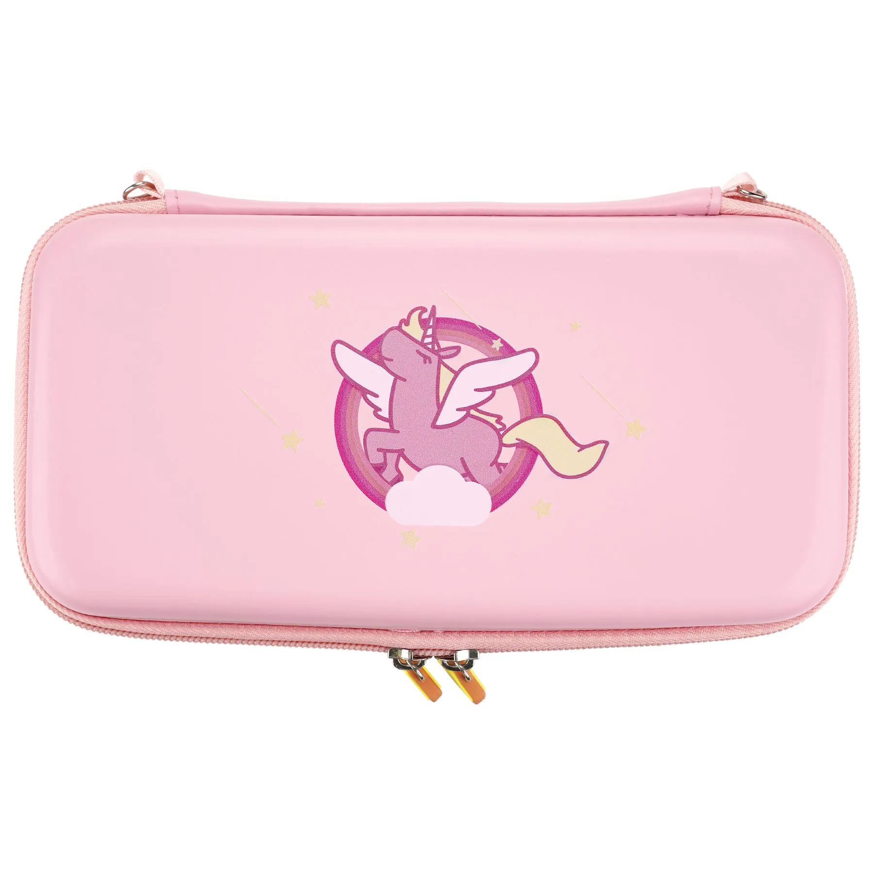 PlayVital Pink Switch Carrying Case, Switch Portable Pouch, Soft Velvet Lining Switch Storage Bag, Travel Case for NS Switch OLED with Thumb Grips Game Cards Slots & Inner Pocket - Kitten & Chicken - NTW002