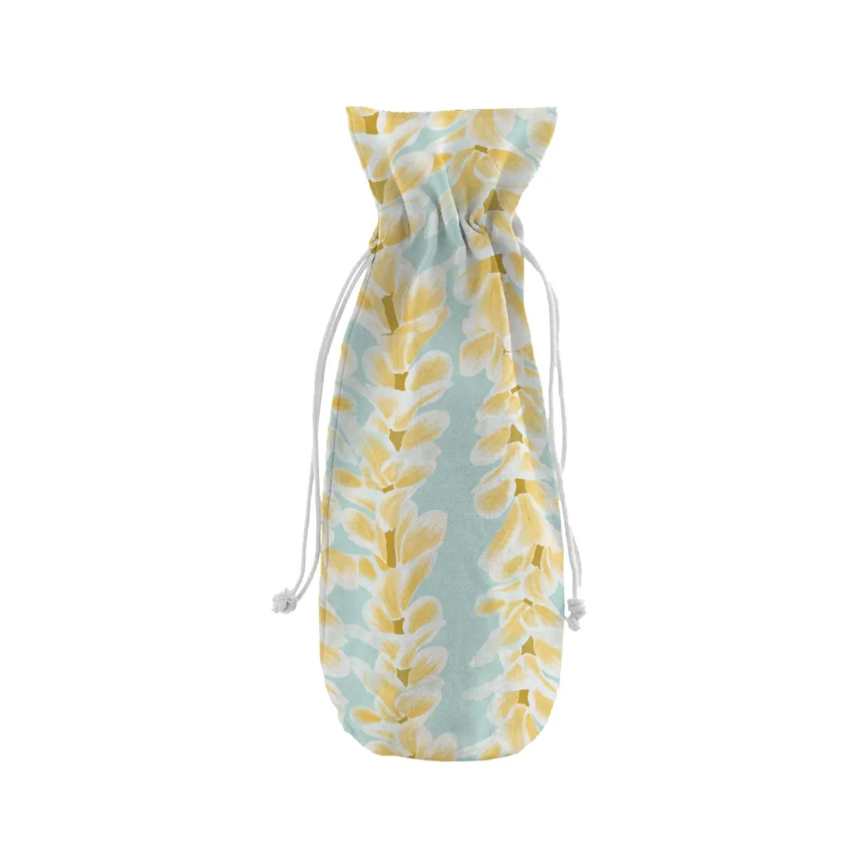 Plumeria Lei on Blue Wine Bottle Bag