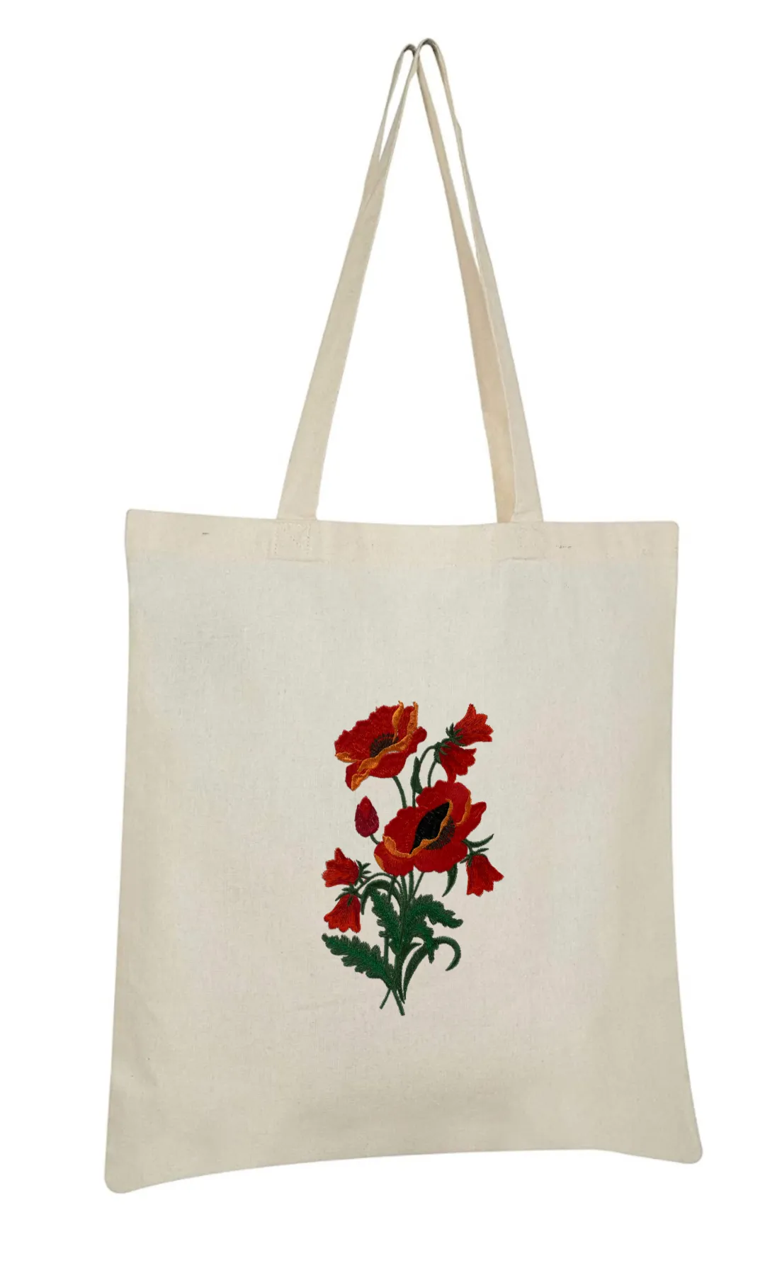 Poppies Embroidered Cotton Canvas Market Bag. Choice of 5 different bags