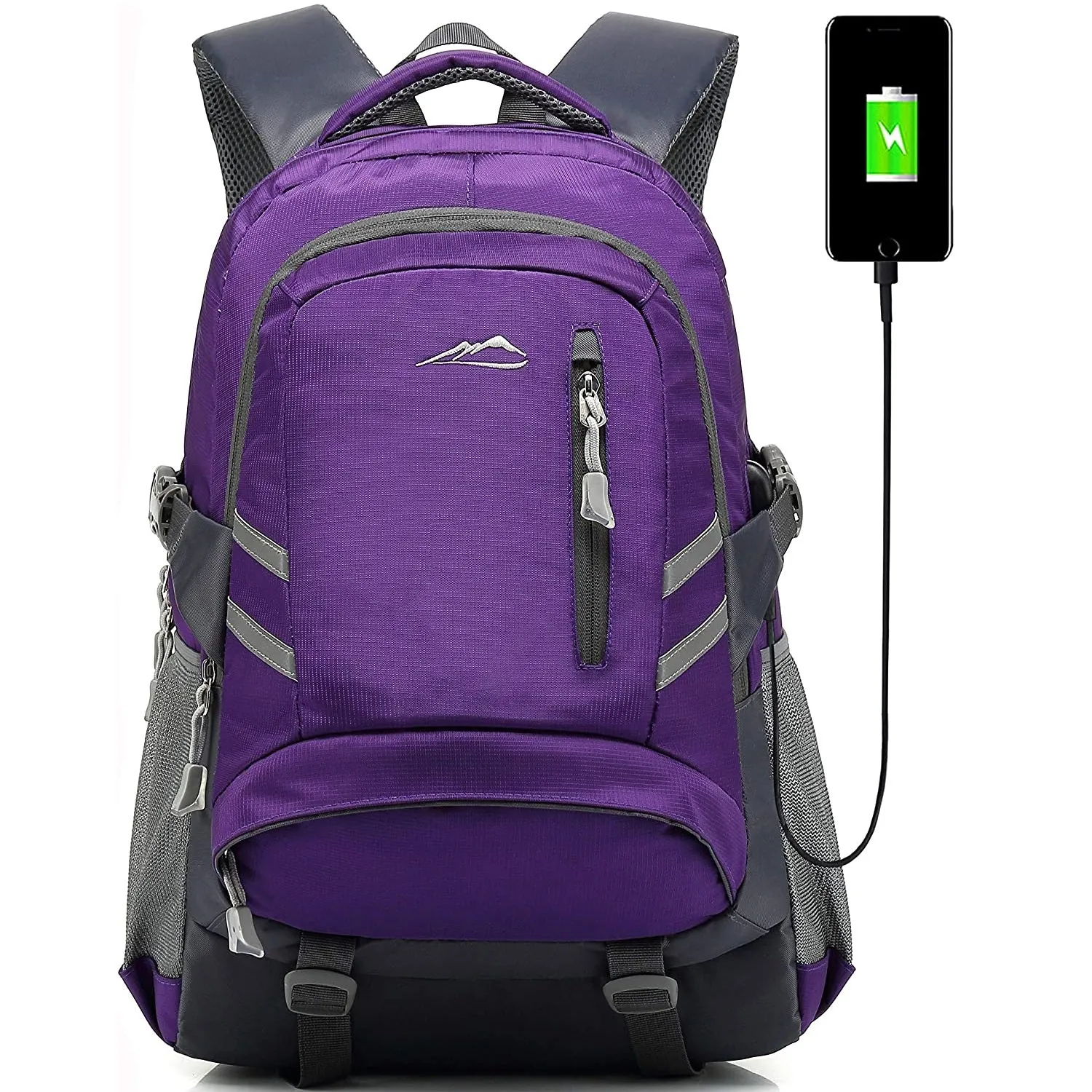 ProEtrade Backpack Bookbag for School College Student Travel Business with USB Charging Port | Purple