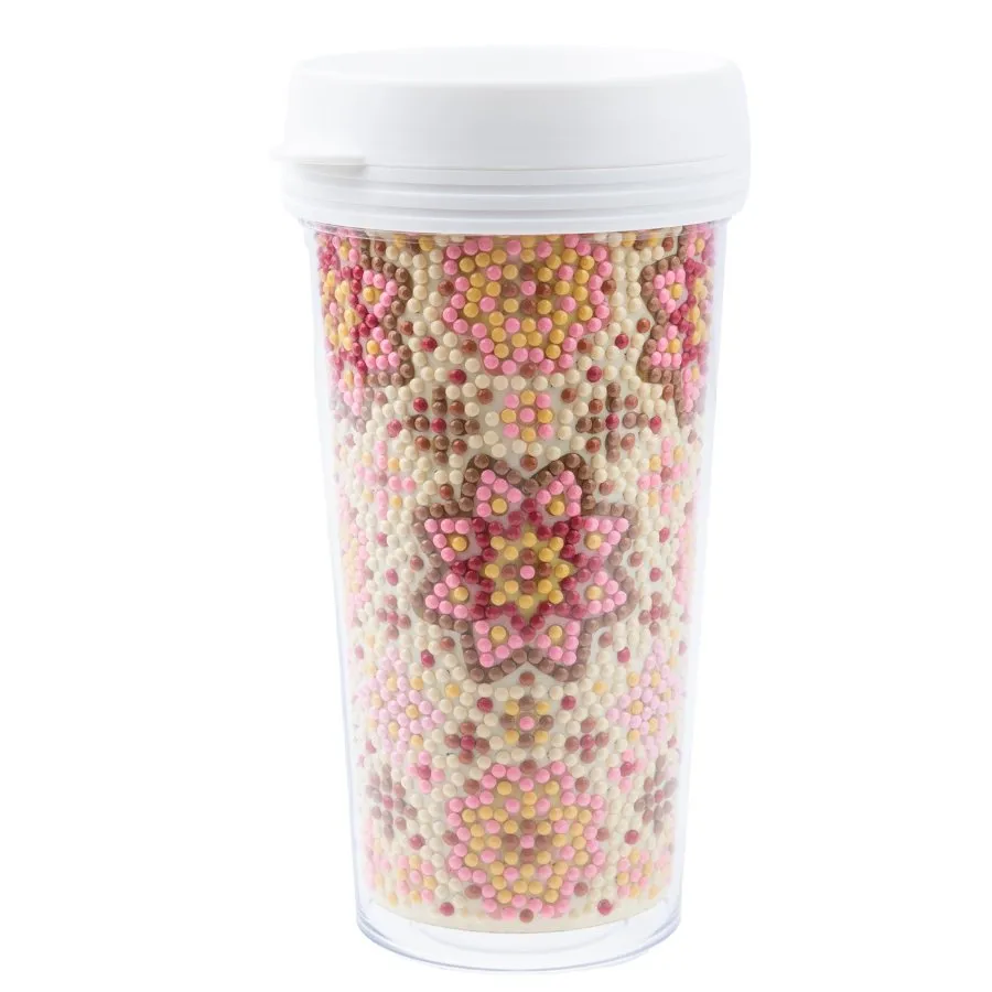 "Floral and Mandala" Crystal Art Cold Drink Tumblers x2