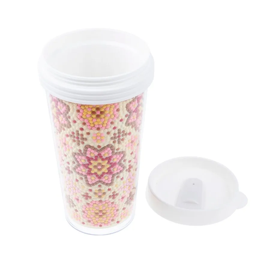 "Floral and Mandala" Crystal Art Cold Drink Tumblers x2