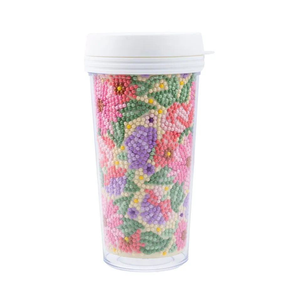 "Floral and Mandala" Crystal Art Cold Drink Tumblers x2