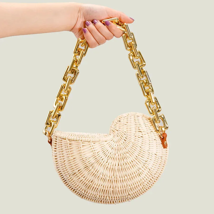 Rattan Conch Shoulder Handbags